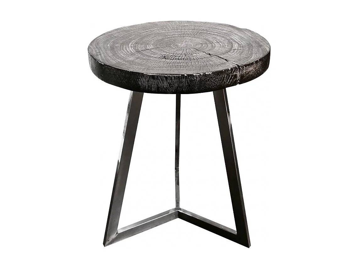 Bout de canapé/Table d'appoint en bois de teck peint en noir – REGLYS