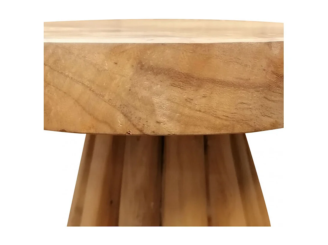 Bout de canapé avec plateau rond et piètement en bois de teck - TAMY