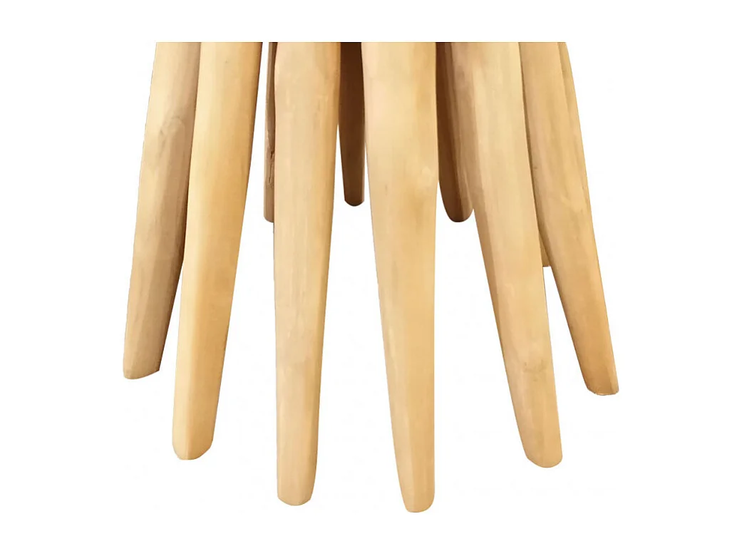 Bout de canapé avec plateau rond et piètement en bois de teck - TAMY