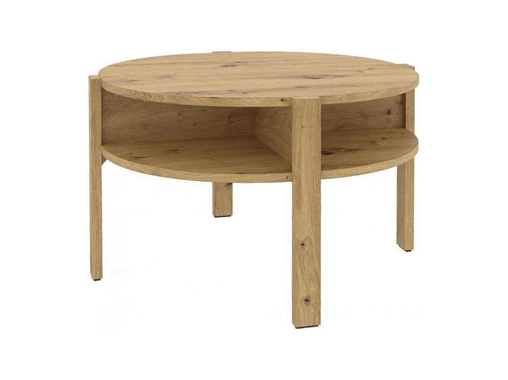 Table d'appoint ronde D. 74 cm rangements décor bois rustique - ROZALY