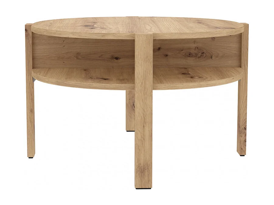 Table d'appoint ronde D. 74 cm rangements décor bois rustique - ROZALY