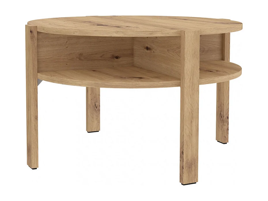 Table d'appoint ronde D. 74 cm rangements décor bois rustique - ROZALY