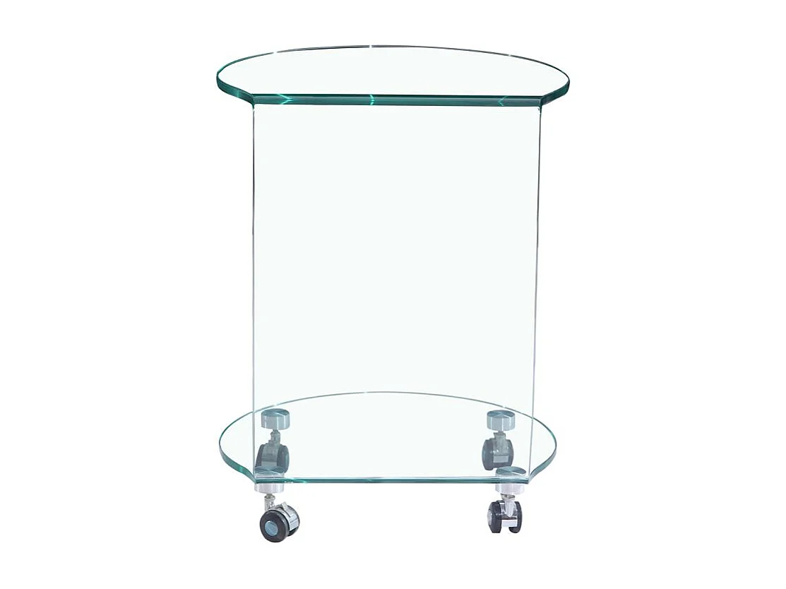 Bout de canapé H. 57 cm rond en verre trempé avec 4 roulettes - ICE