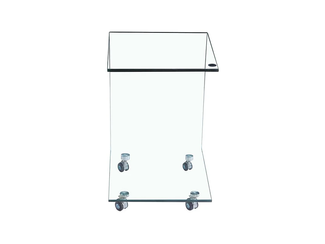 Bout de canapé carré H. 62 cm en verre trempé avec 4 roulettes - ICE