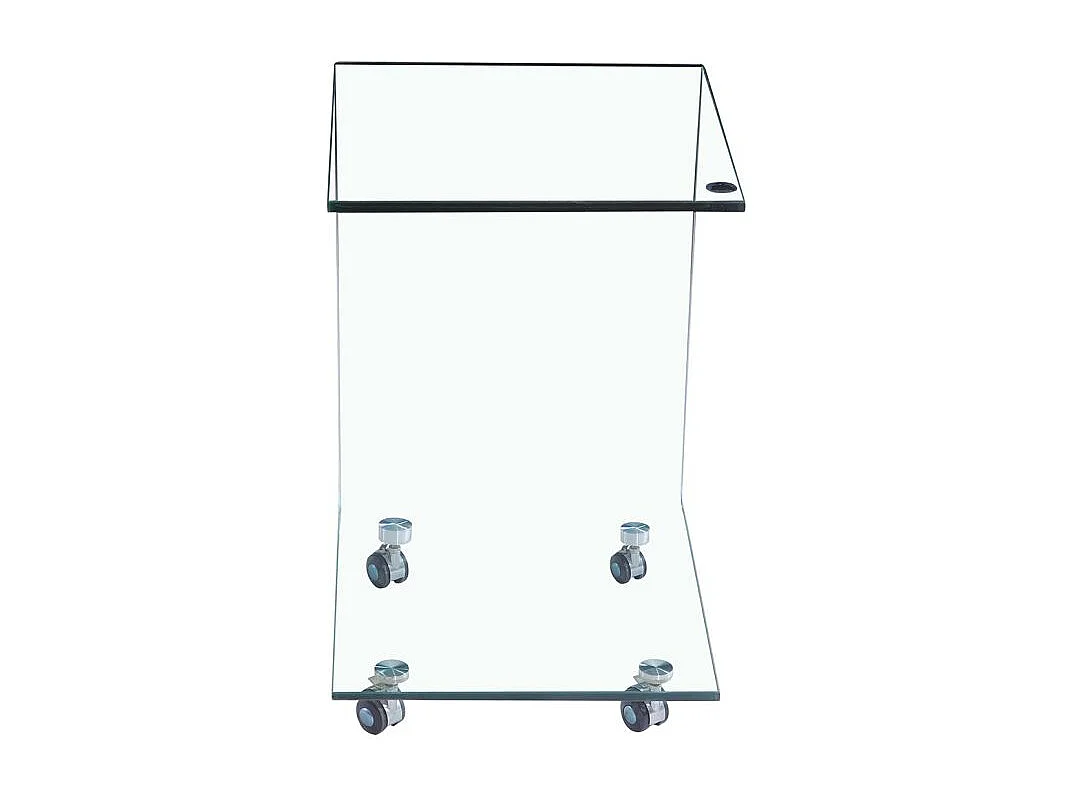 Bout de canapé carré H. 62 cm en verre trempé avec 4 roulettes - ICE
