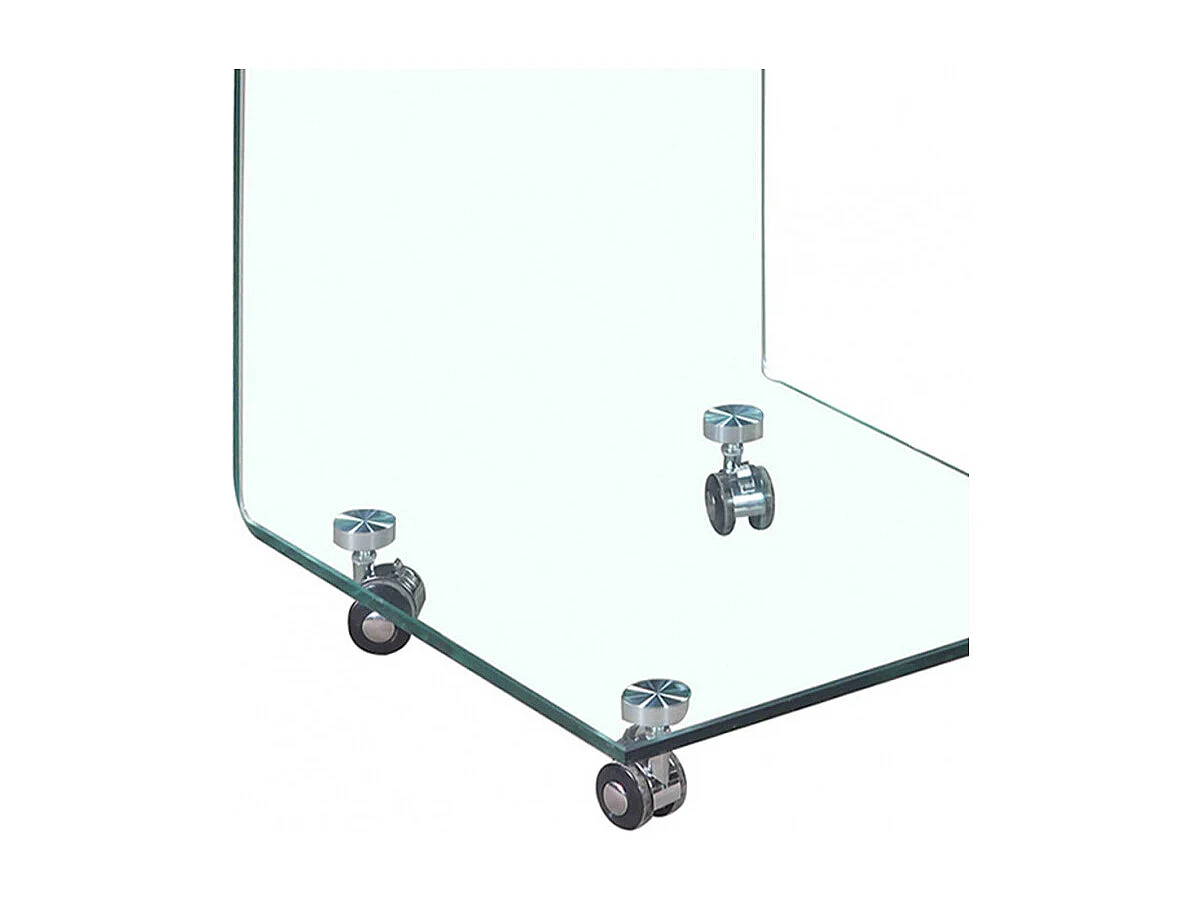 Bout de canapé carré H. 62 cm en verre trempé avec 4 roulettes - ICE