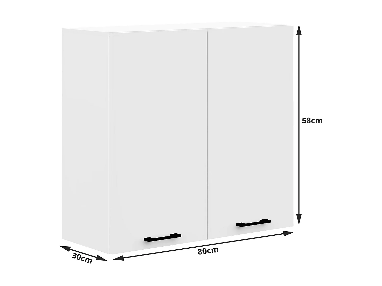 Hängeschrank Küchenschrank AKORD OLIWIA modular W30 Weiß 80 cm 2 Türen 2 Ebenen B80 x H58 x T30 cm