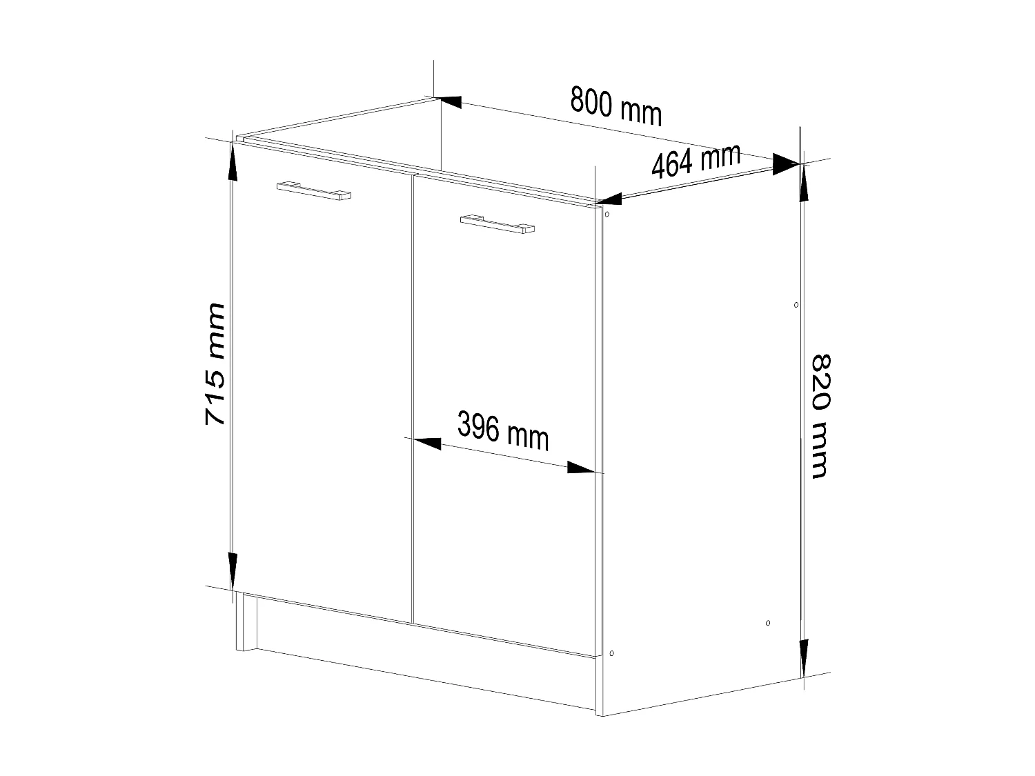 Armoires de cuisine basse AKORD S80 pour évier OLIWIA Blanc 80 cm 2 portes couleur Blanc 1 étagère 80x46x82 cm
