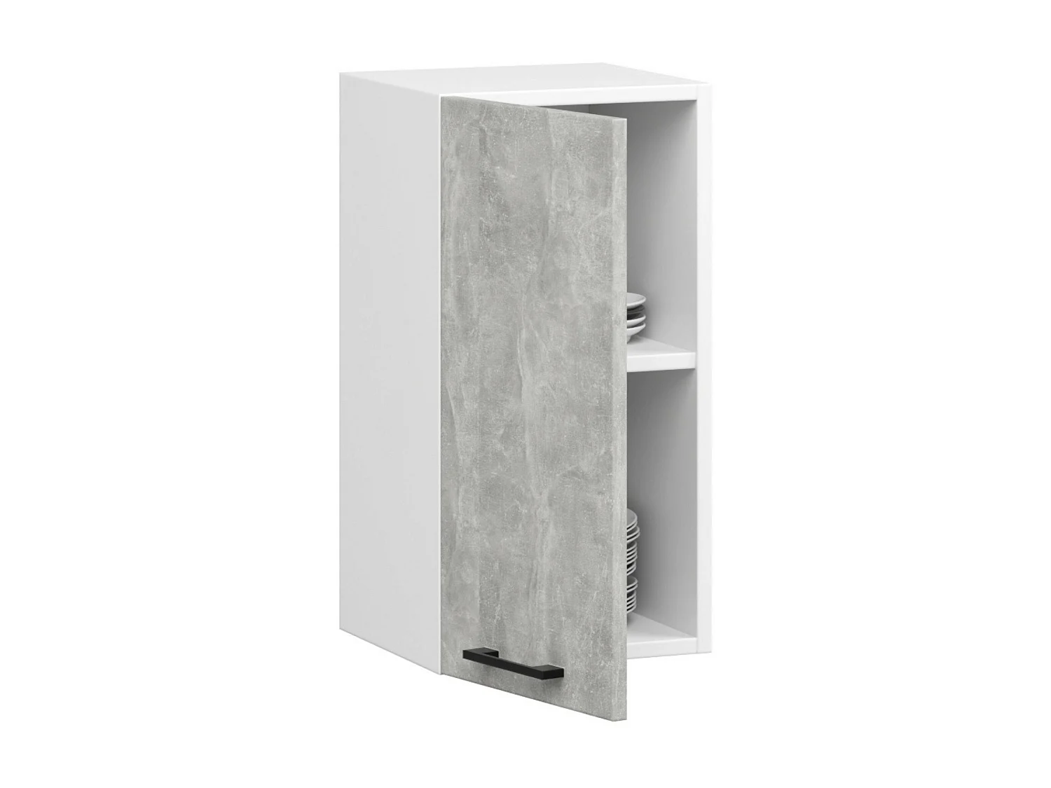 Armoires de cuisine haute AKORD W40 OLIWIA Blanc 40 cm 1 porte façade Béton 2 étagères 40x30x58 cm