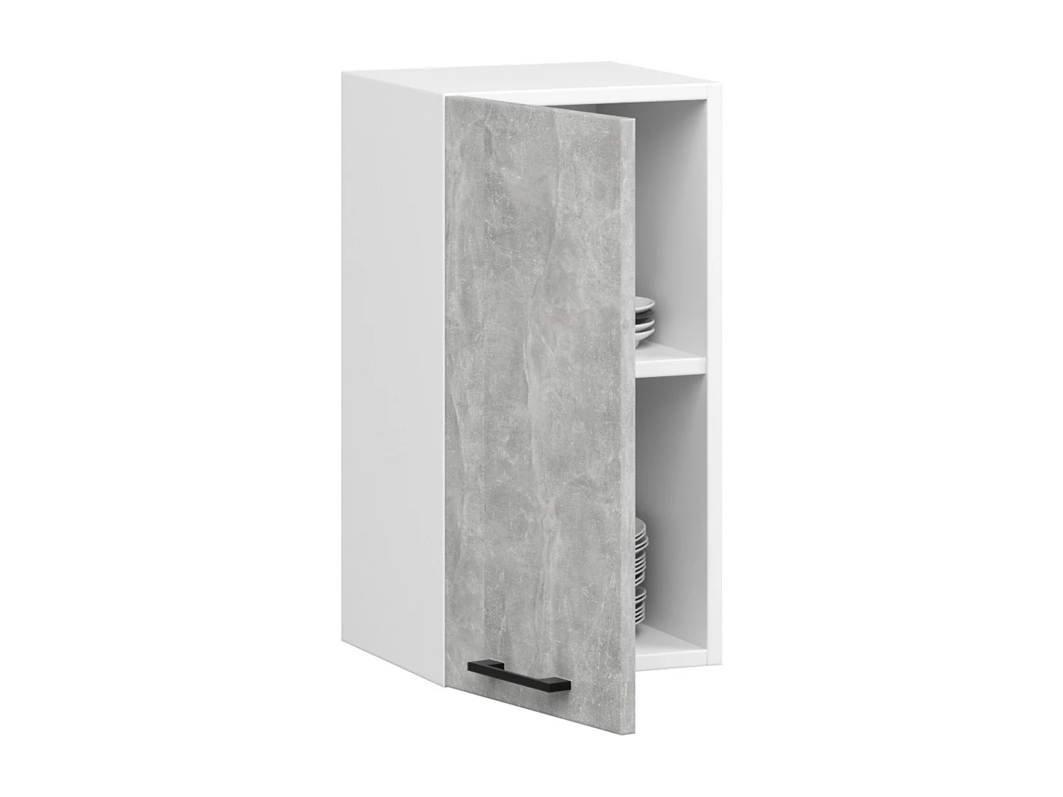 Armario colgante de cocina AKORD W40 OLIWIA Blanco 40 cm 1 puerta frente en color Gris Hormigón 2 estantes 40x30x58 cm