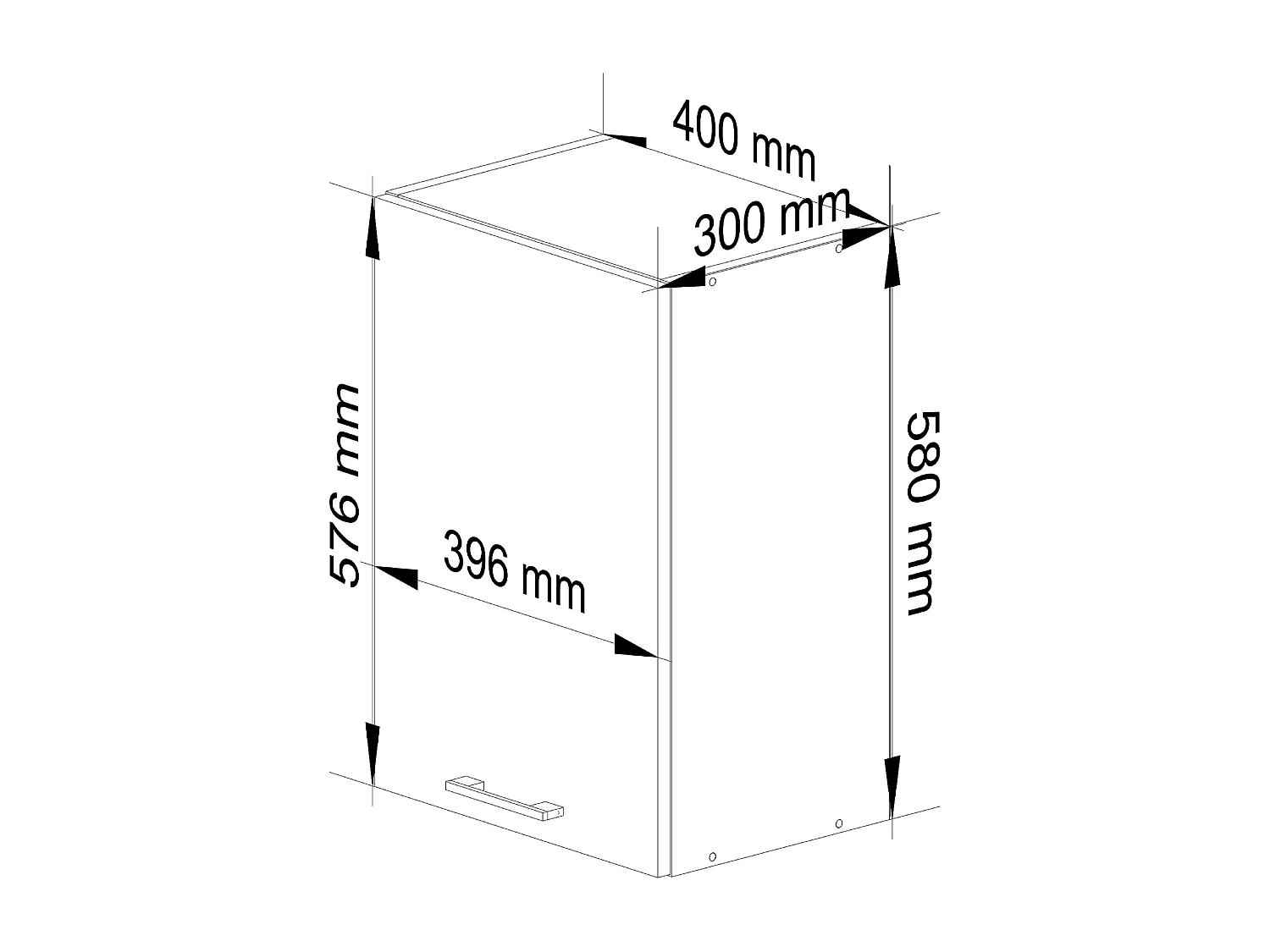 Armario colgante de cocina AKORD W40 OLIWIA Blanco 40 cm 1 puerta frente en color Gris Hormigón 2 estantes 40x30x58 cm