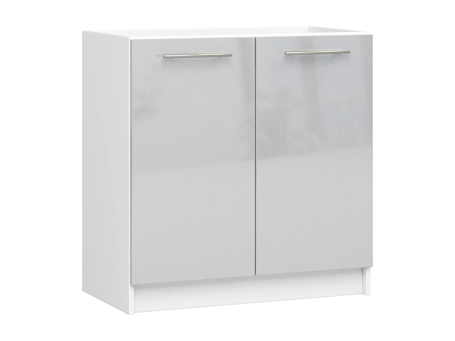 Keukenkastje Onder Spoelbak Oliwia S 80cm Wit-Metallic Hoogglans