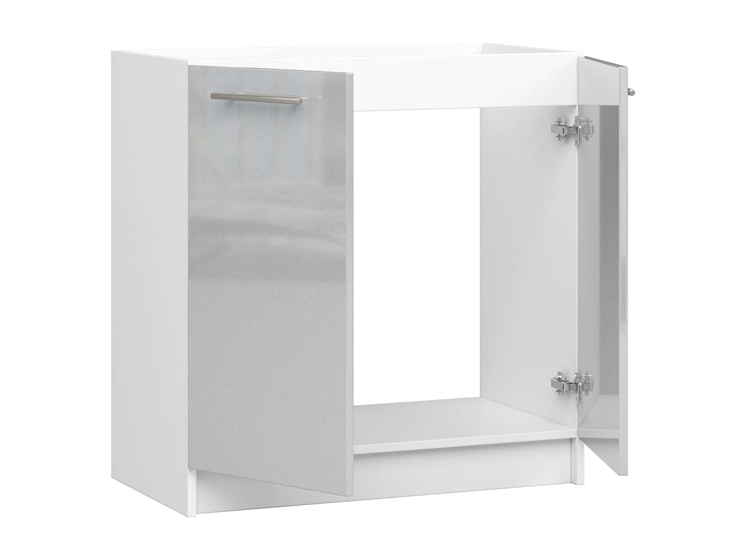 Keukenkastje Onder Spoelbak Oliwia S 80cm Wit-Metallic Hoogglans