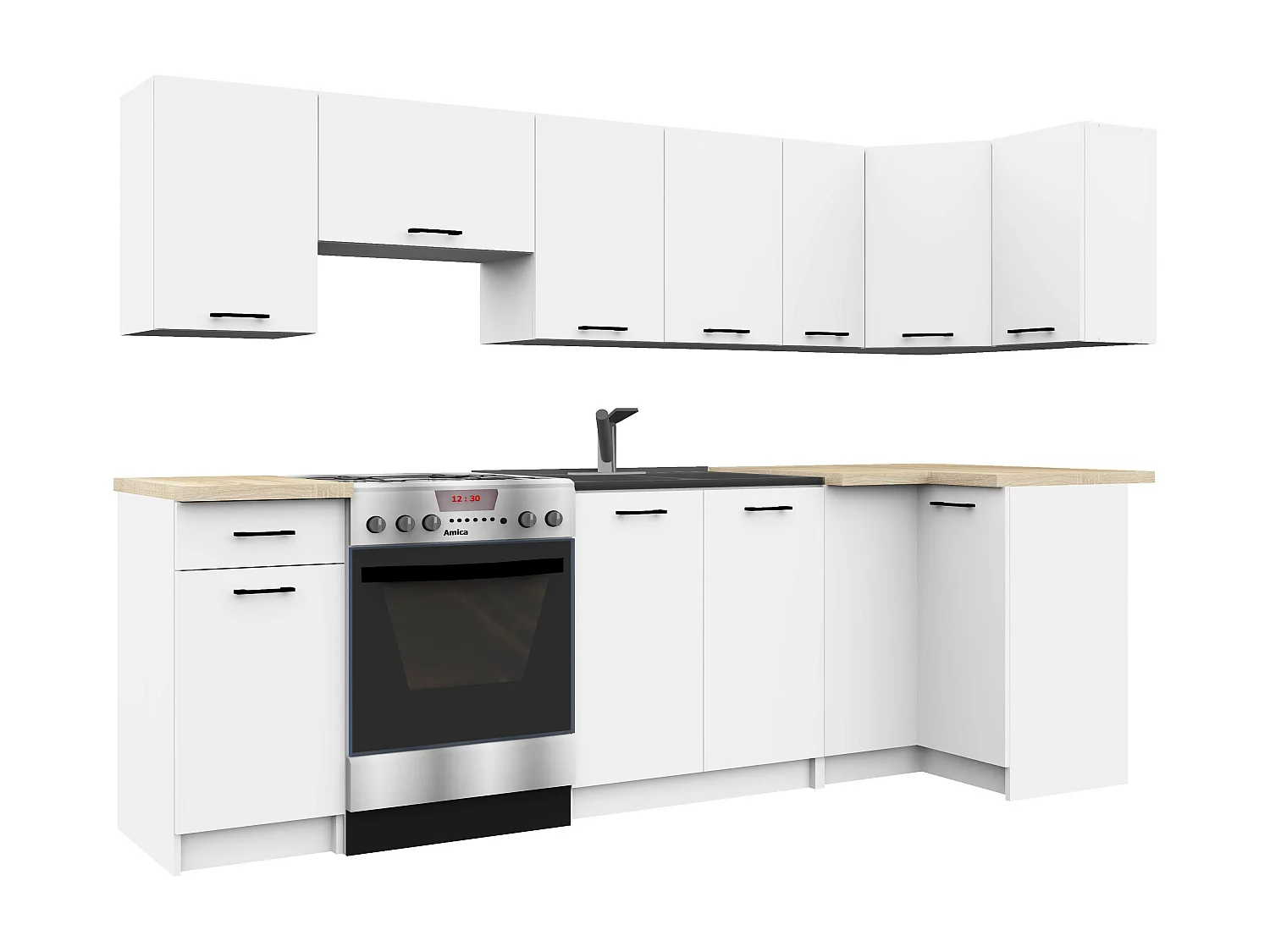 Armoires de cuisine haute AKORD W30 OLIWIA Blanc 30 cm 1 porte façade Blanche 2 étagères 30x30x58 cm