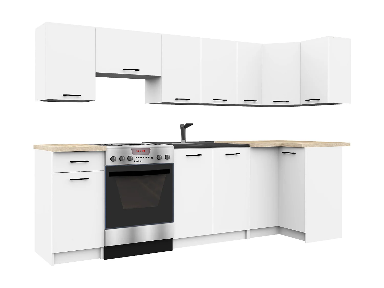 Armoires de cuisine haute AKORD W30 OLIWIA Blanc 30 cm 1 porte façade Blanche 2 étagères 30x30x58 cm
