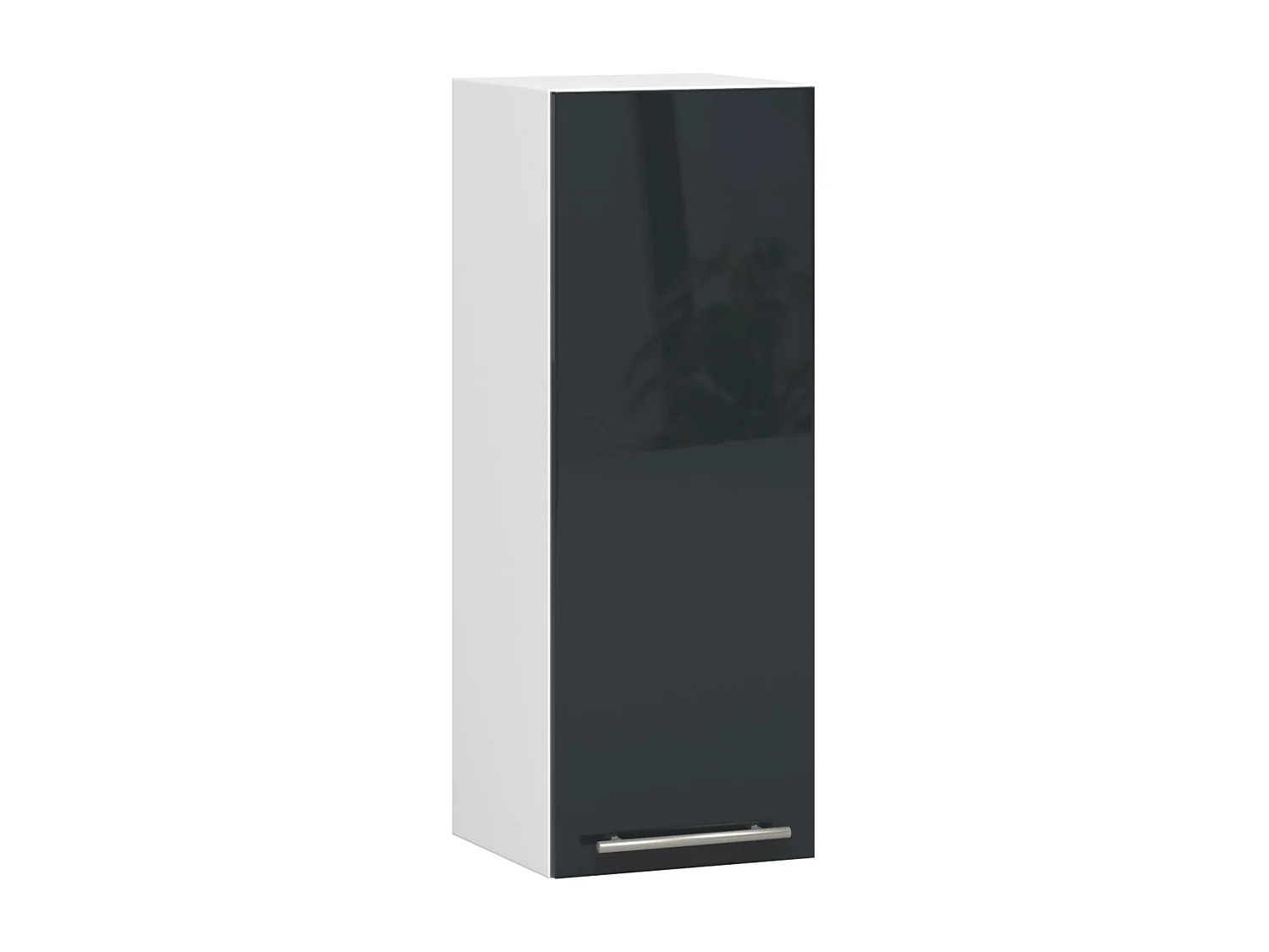 Meuble de cuisine haut AKORD W30 OLIWIA modulable Blanc 30 cm 1 porte façade Graphite Brillant 2 étagères 30x30x72 cm