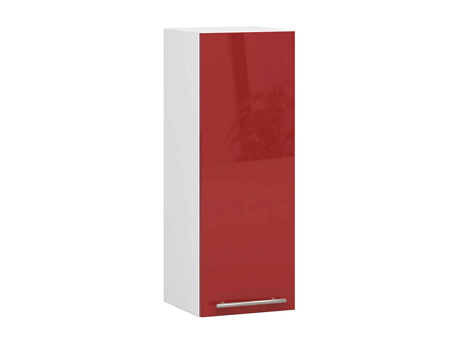 Meuble de cuisine haut AKORD W30 OLIWIA modulable Blanc 30 cm 1 porte façade Rouge Brillante 2 étagères 30x30x72 cm