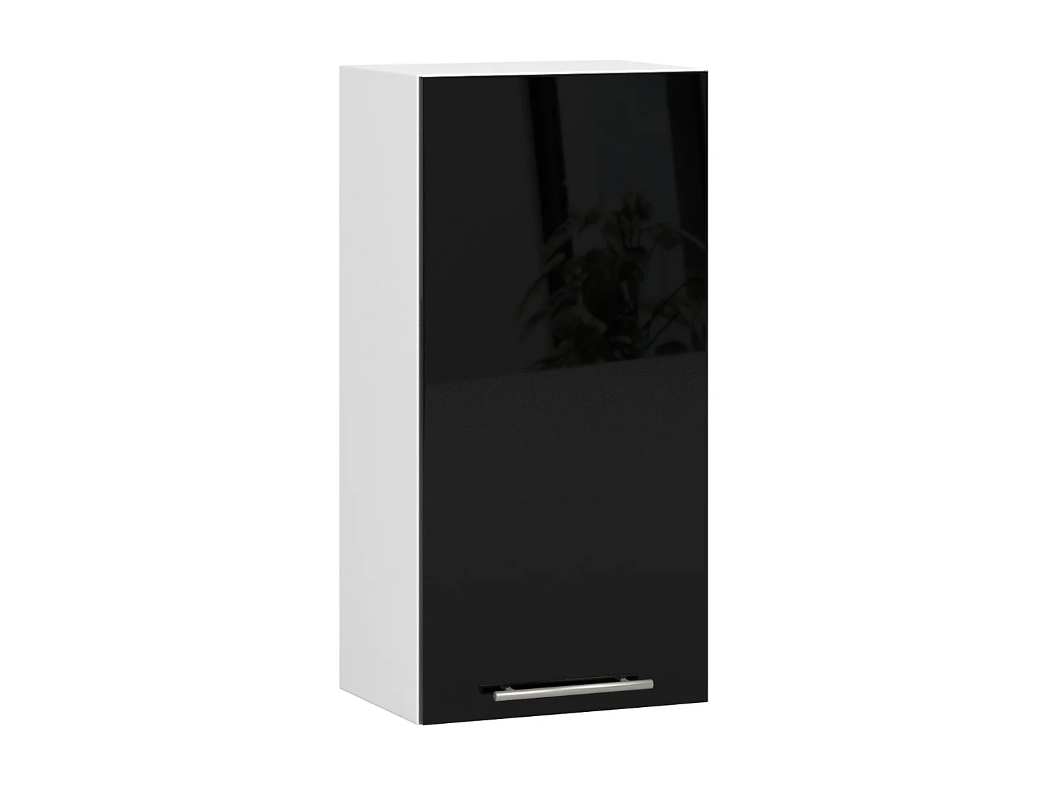 Meuble de cuisine haut AKORD W40 OLIWIA modulable Blanc 40 cm 1 porte façade Noir Brillant 2 étagères 40x30x72 cm