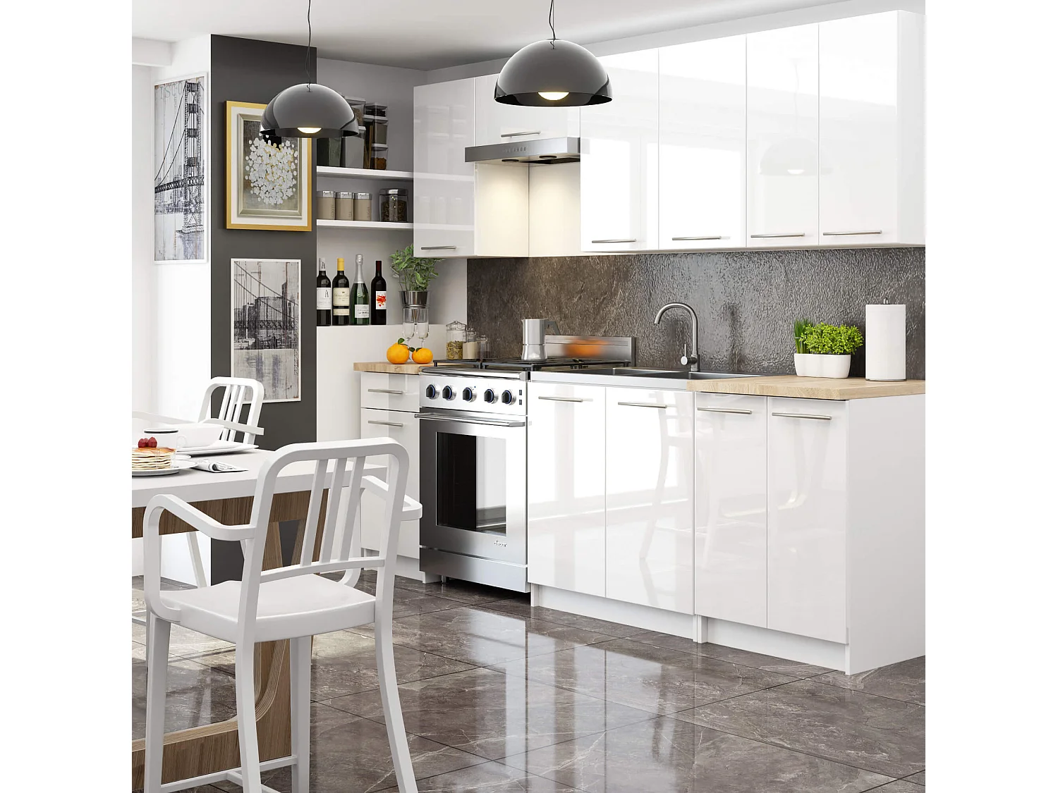 Meuble de cuisine haut AKORD W60 OLIWIA modulable Blanc 60 cm 1 porte couleur Blanc Brillant 1 étagère 60x30x29 cm