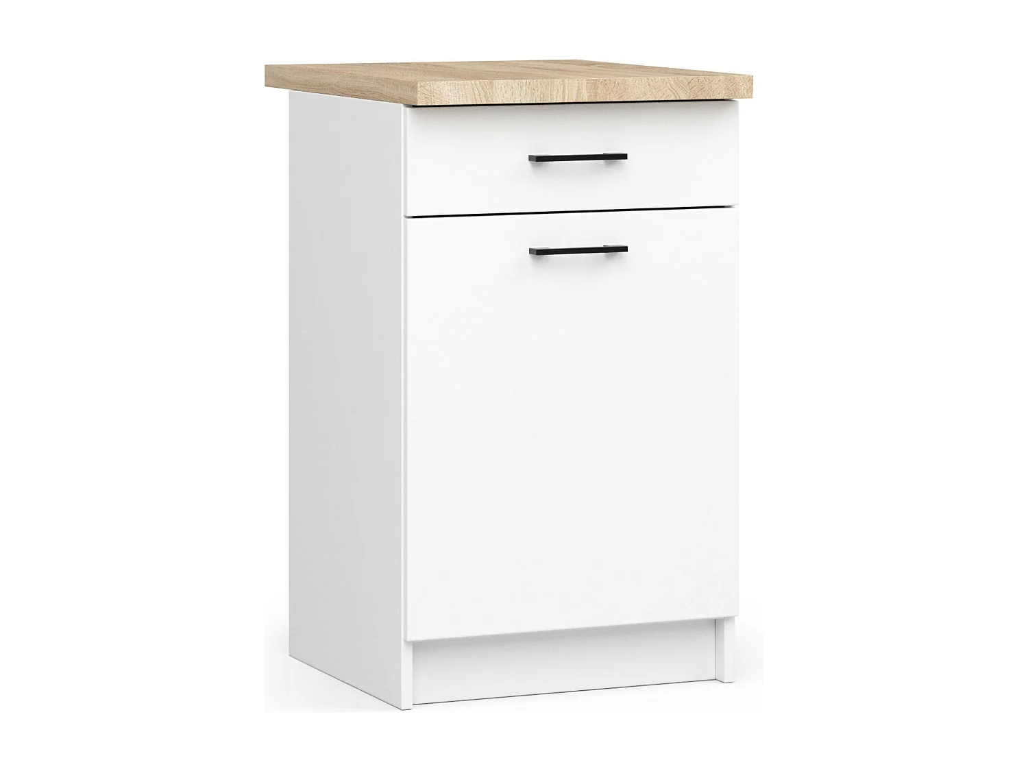 Küchenschrank AKORD OLIWIA modular S50 Unterschrank mit Arbeitsplatte Weiß 50 cm Tür Schublade 2 Ebenen B50 x H85 x T46 cm