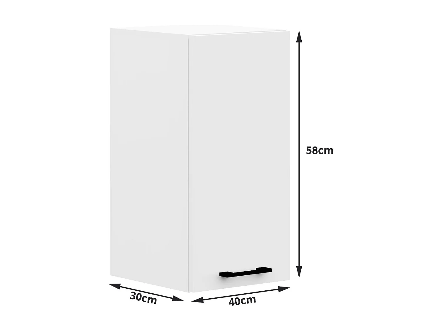 Oliwia Hangende Kast W40 H58 - Mat Wit, 1 Deur, 2 Planken, ABS Randen, 16mm Gelamineerd - Voor Zelfmontage