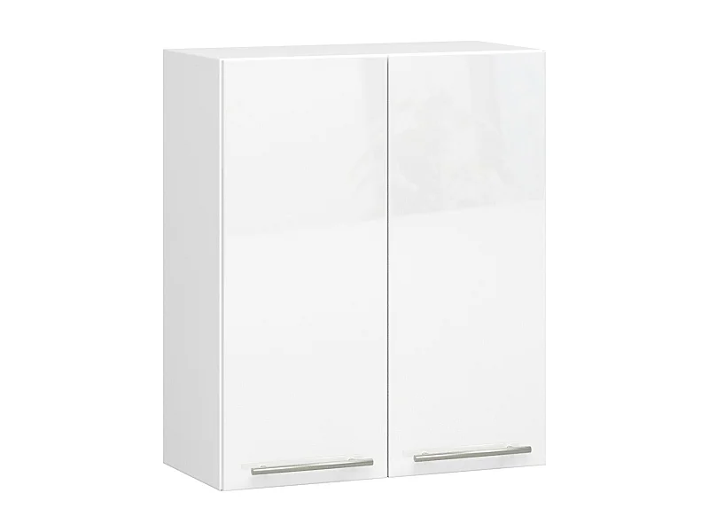 Meuble de cuisine haut AKORD W60 OLIWIA modulable Blanc 60 cm 2 portes façade Blanche Brillante 2 étagères 60x30x72 cm