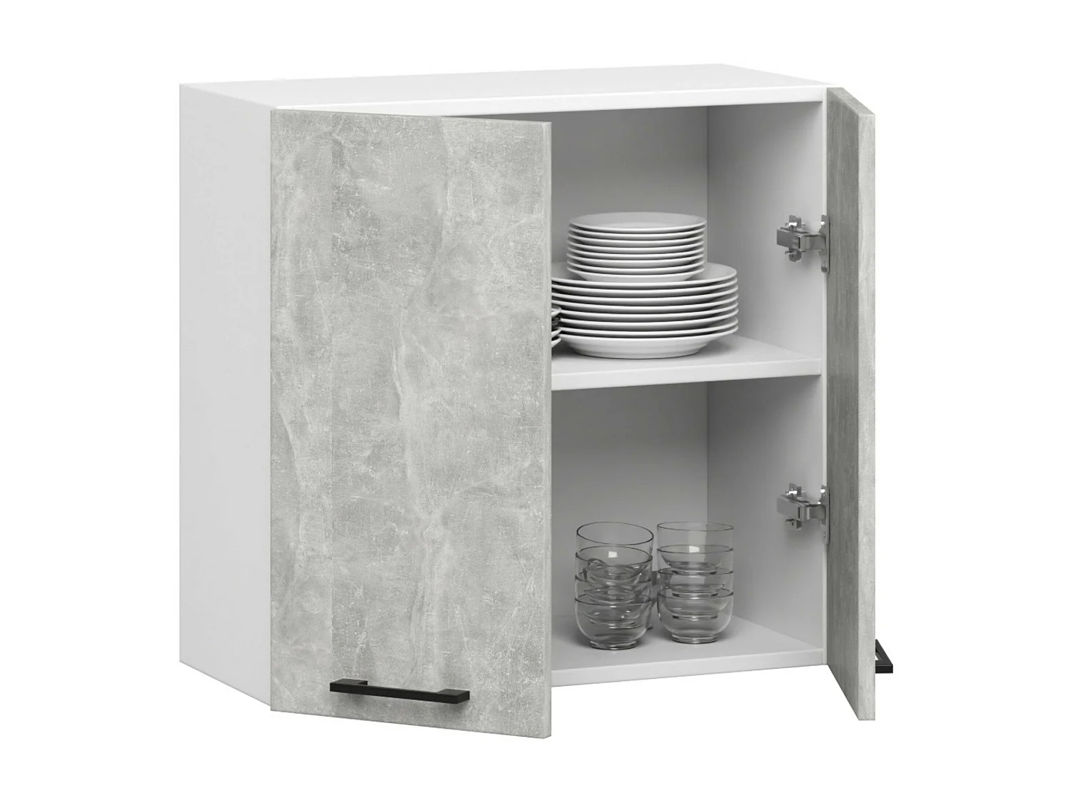 Armoires de cuisine haute AKORD W60 OLIWIA Blanc 60 cm 2 portes façade Béton 2 étagères 60x30x58 cm