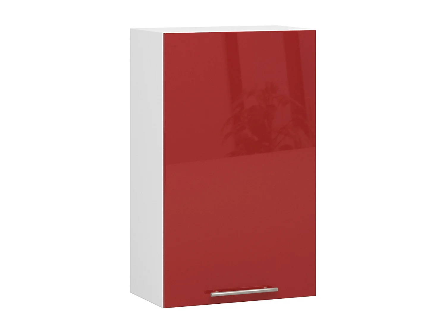 Meuble de cuisine haut AKORD W50 OLIWIA modulable Blanc 50 cm 1 porte façade Rouge Brillante 2 étagères 50x30x72 cm
