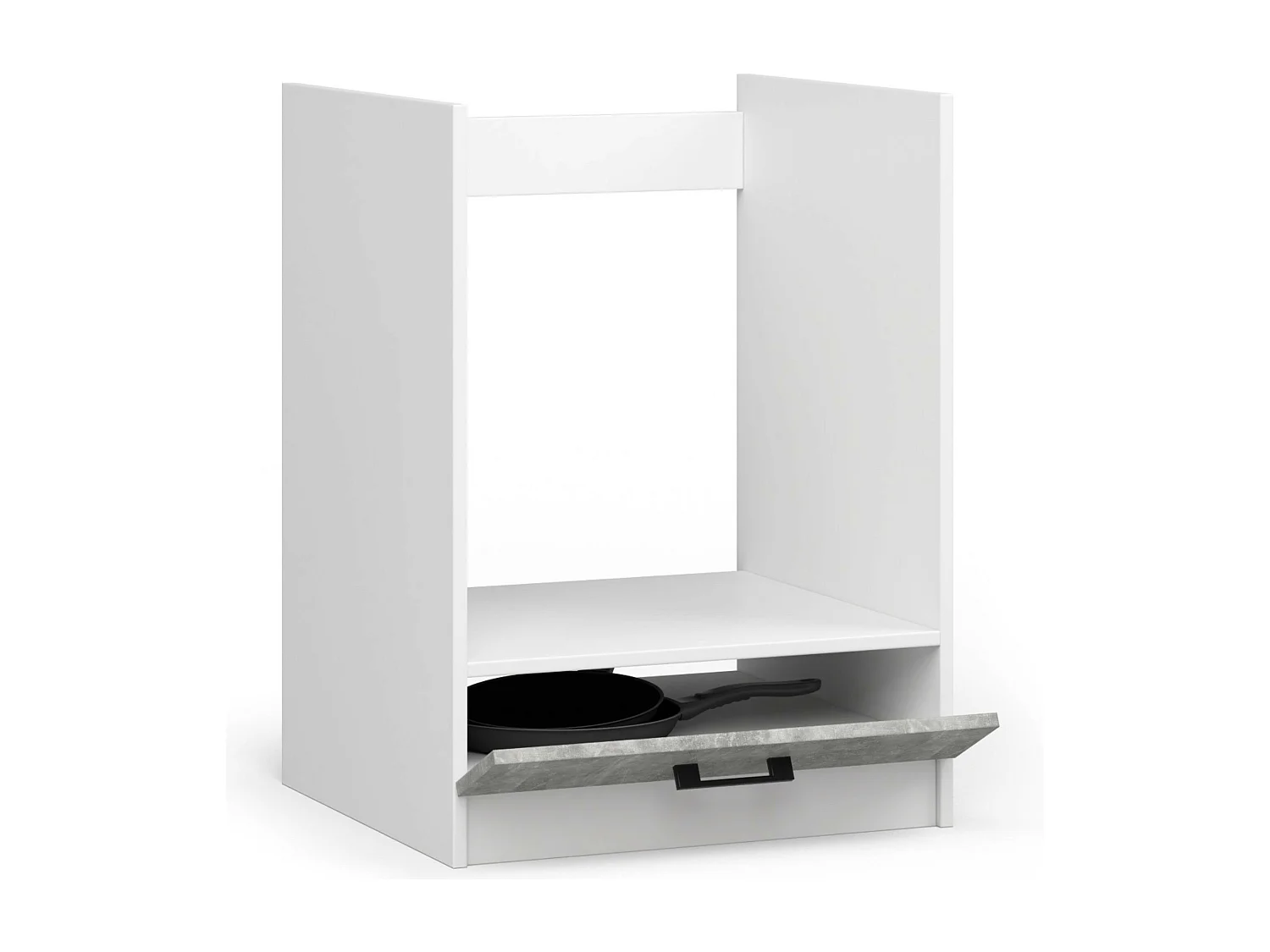 OLIWIA Staande Keukenkast 60cm Wit/Beton - 1 Deur, Mat Afwerking, Zelfmontage