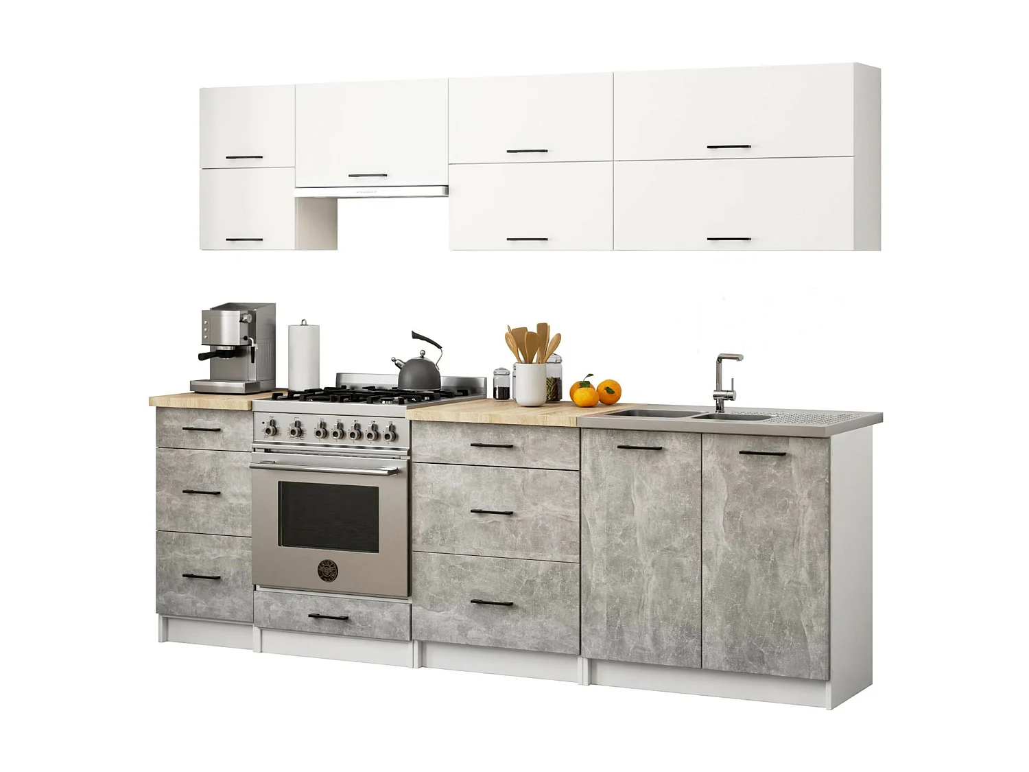 Keukenkast modulaire OLIWIA S60 / Onderkast / Ovenkast / AKORD Furniture Factory / Wit - Beton Grijs / 60 x 82 x 55 cm