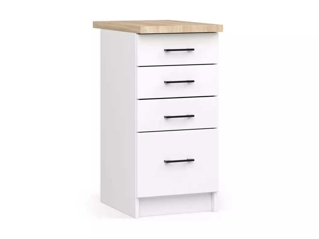 Kauf Unique Küchenschrank AKORD OLIWIA modular S40 Unterschrank mit Arbeitsplatte Weiß 40 cm 4 Schubladen B40 x H85 x T46 cm