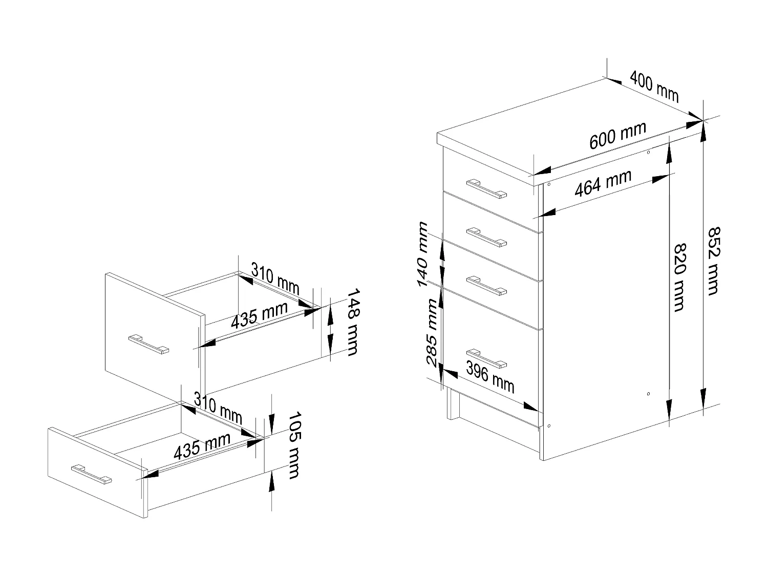 Keukenkast modulaire OLIWIA S40 met Verkblad / Onderkast met 4 Lades / AKORD Furniture Factory / Wit / 40 x 85 x 46 cm