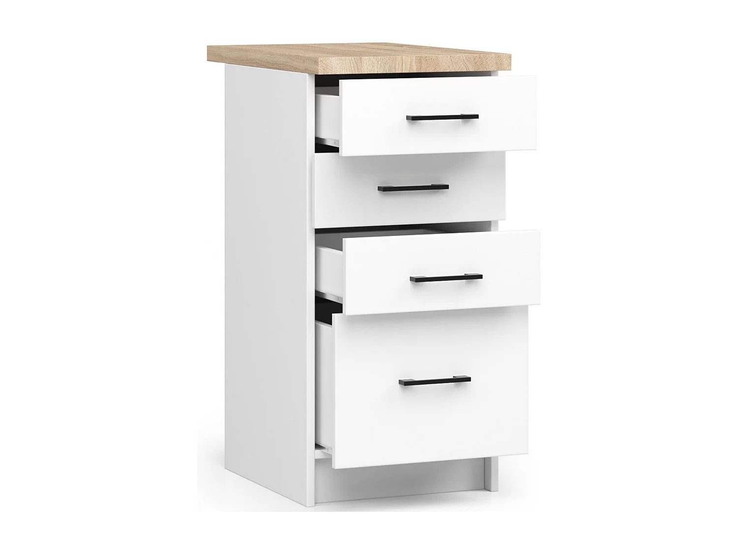 Armoires de cuisine basse AKORD S40 OLIWIA Blanc 40 cm 4 tiroirs façade Blanche 40x46x85 cm