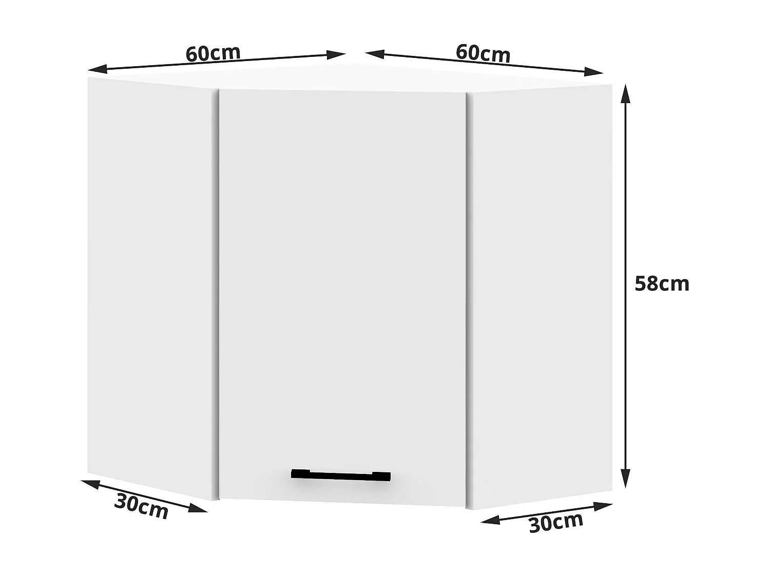 Hoek Keukenkast modulaire OLIWIA W60/60 / Hangkast / Bovenkast / AKORD Furniture Factory / Wit / 60 x 58 x 30 cm