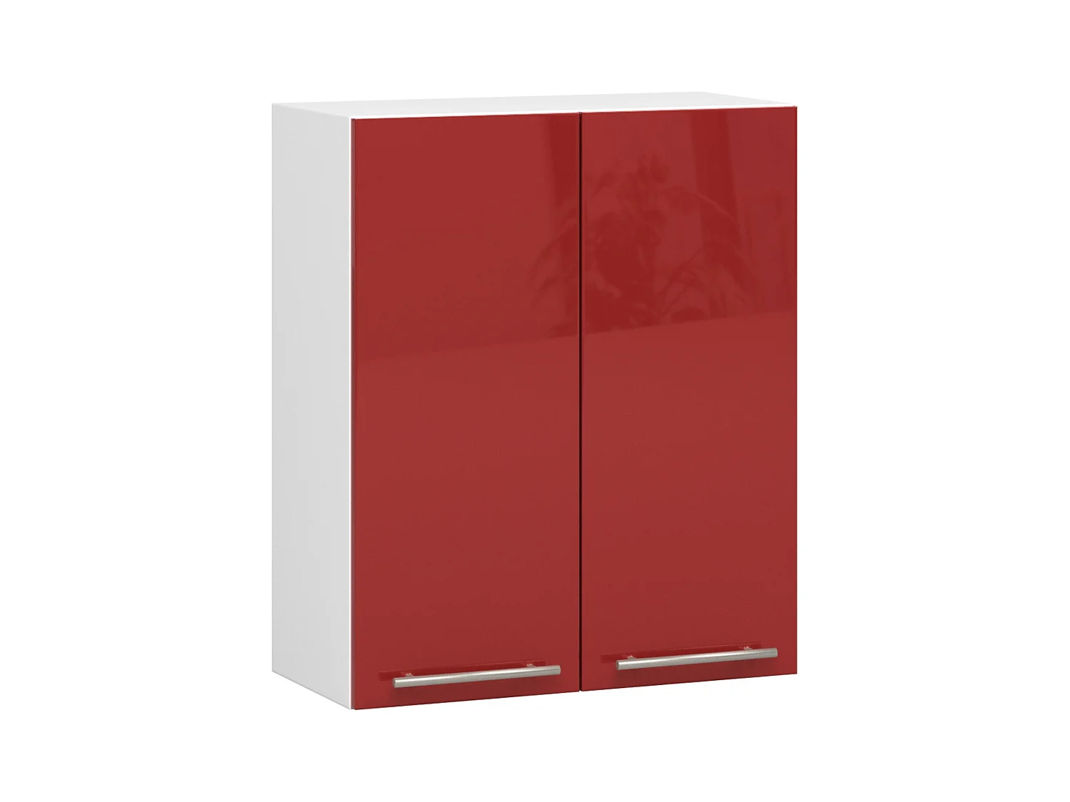 Meuble de cuisine haut AKORD W60 OLIWIA modulable Blanc 60 cm 2 portes façade Rouge Brillante 2 étagères 60x30x72 cm