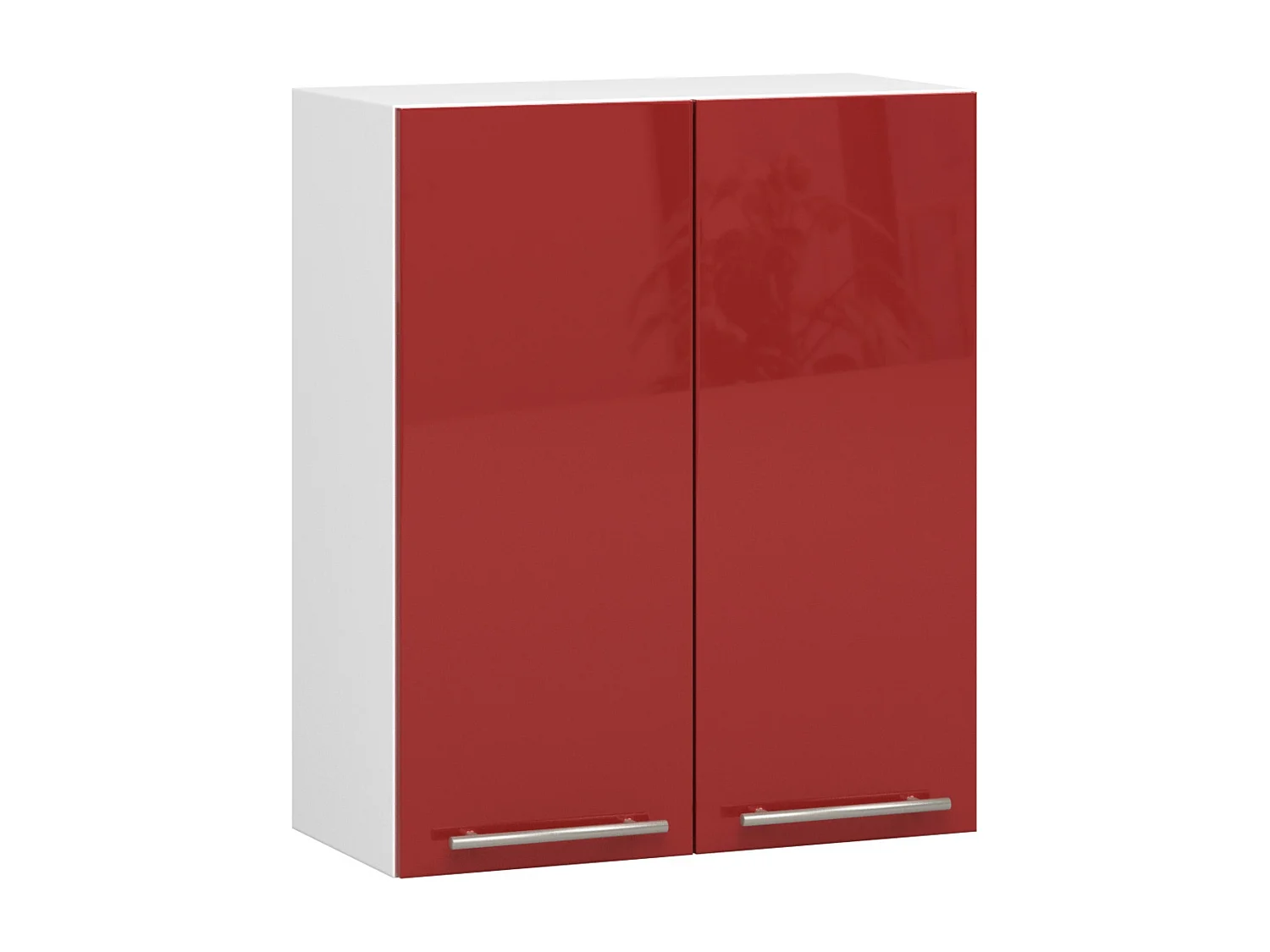 Meuble de cuisine haut AKORD W60 OLIWIA modulable Blanc 60 cm 2 portes façade Rouge Brillante 2 étagères 60x30x72 cm