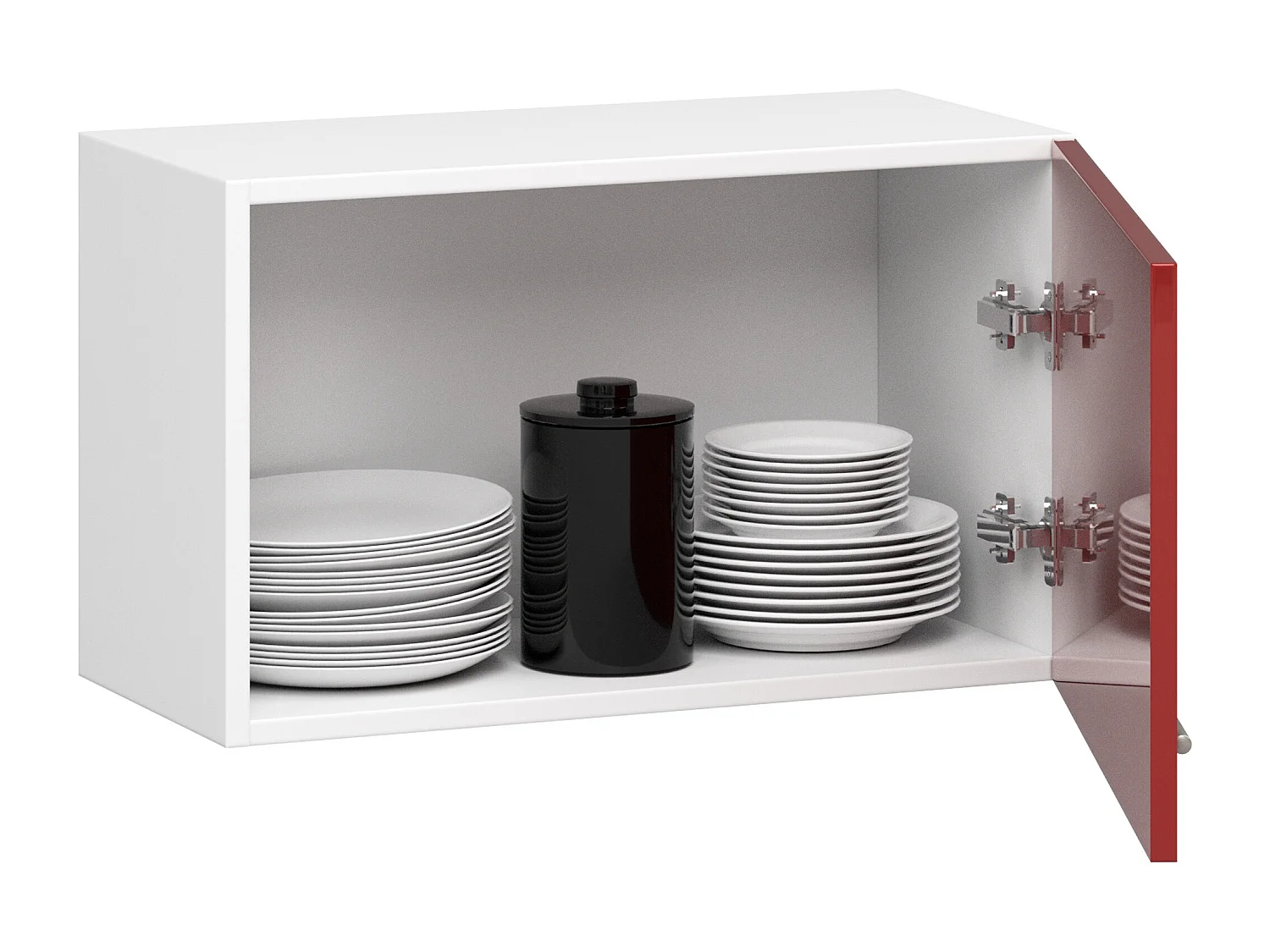 Meuble de cuisine haut AKORD W60 OLIWIA modulable Blanc 60 cm 1 porte couleur Rouge Brillant 1 étagère 60x30x29 cm
