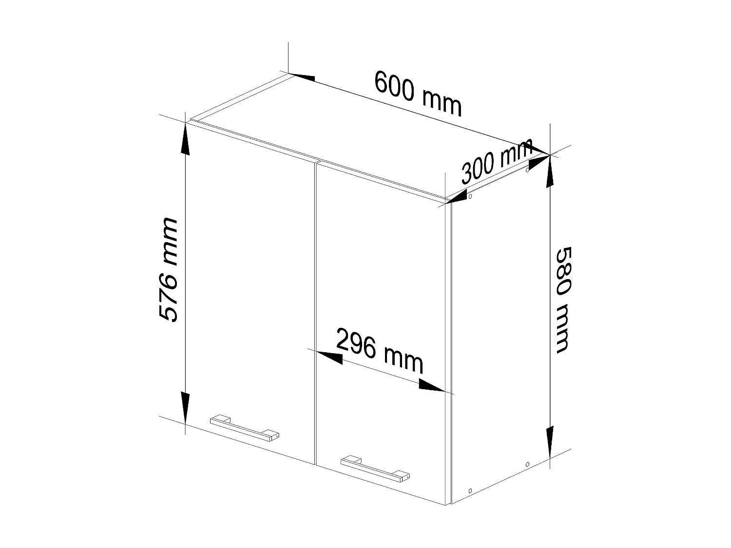 Oliwia Hangende Kast W60 H580 Wit - 2 Deuren, 2 Planken, B29ocomplete