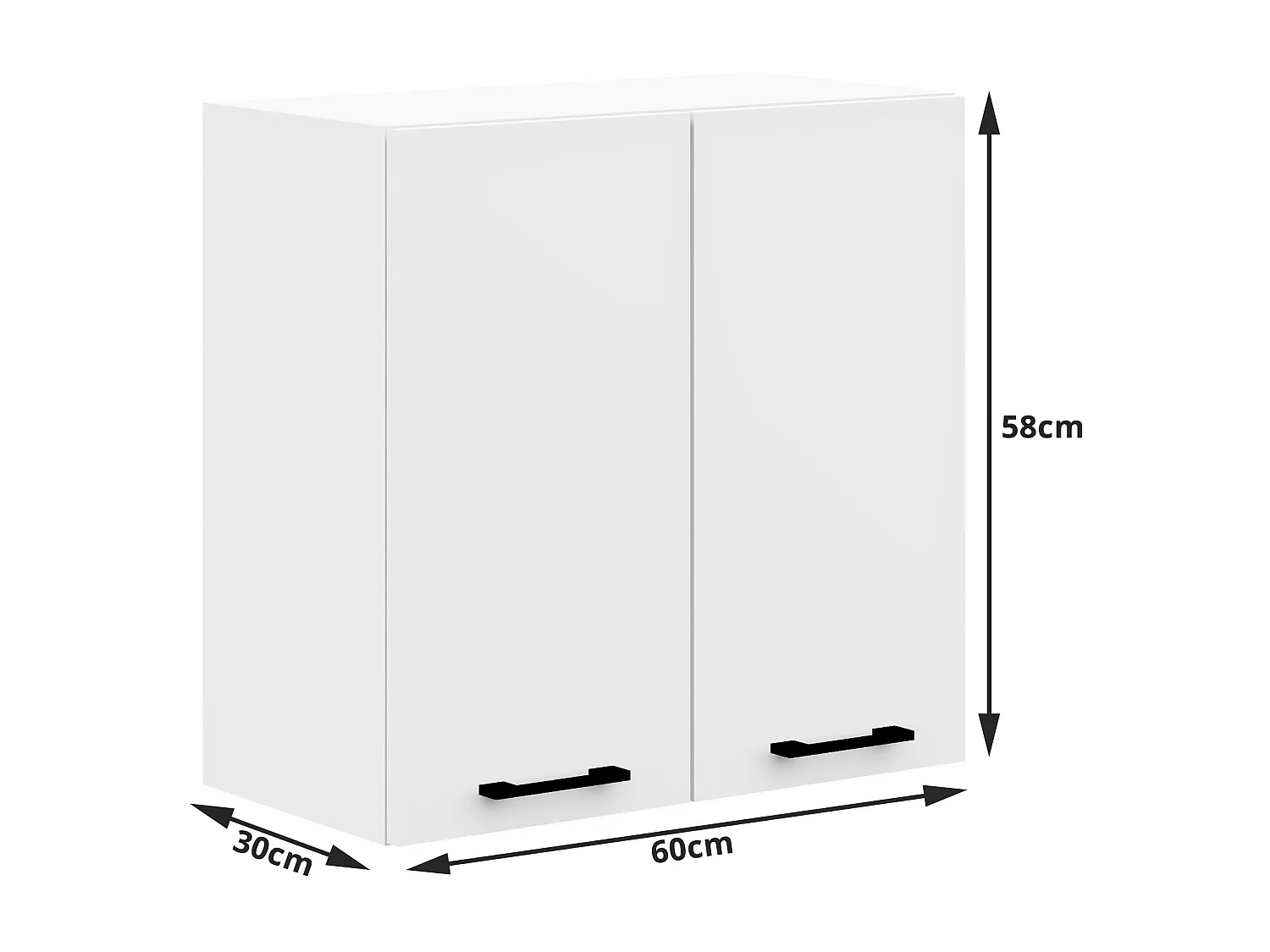Oliwia Hangende Kast W60 H580 Wit - 2 Deuren, 2 Planken, B29ocomplete