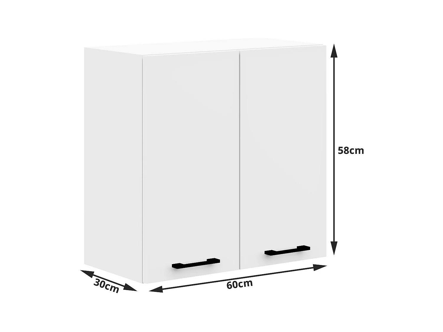 Armario colgante de cocina AKORD W60 OLIWIA Blanco 60 cm 2 puertas frente en color Blanco 2 estantes 60x30x58 cm