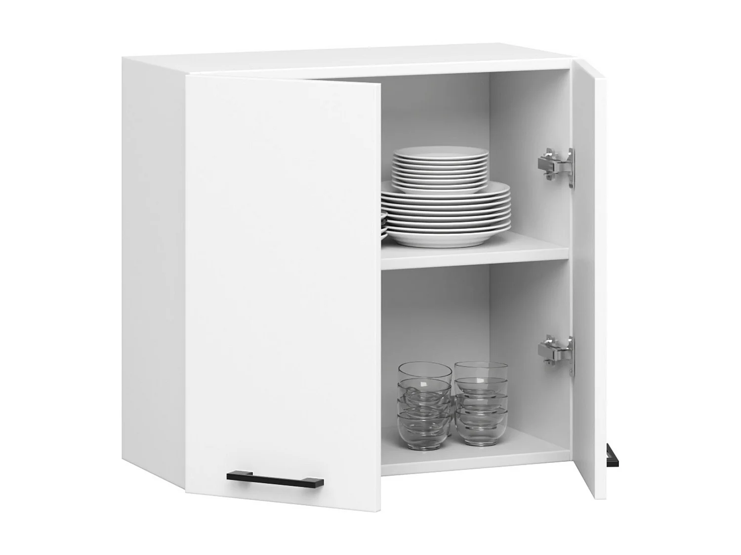 Armoires de cuisine haute AKORD W60 OLIWIA Blanc 60 cm 2 portes façade Blanche 2 étagères 60x30x58 cm