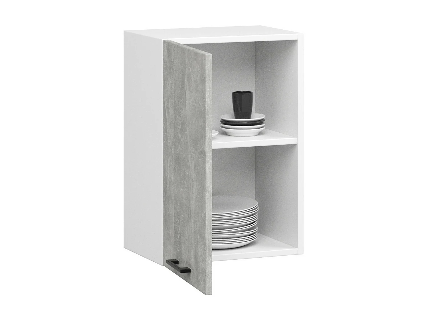 Keukenkast modulaire OLIWIA W50 H580 met 1 Deur / Hangkast / Bovenkast / AKORD Furniture Factory / Wit – Beton Grijs / 50 x 58 x 30 cm