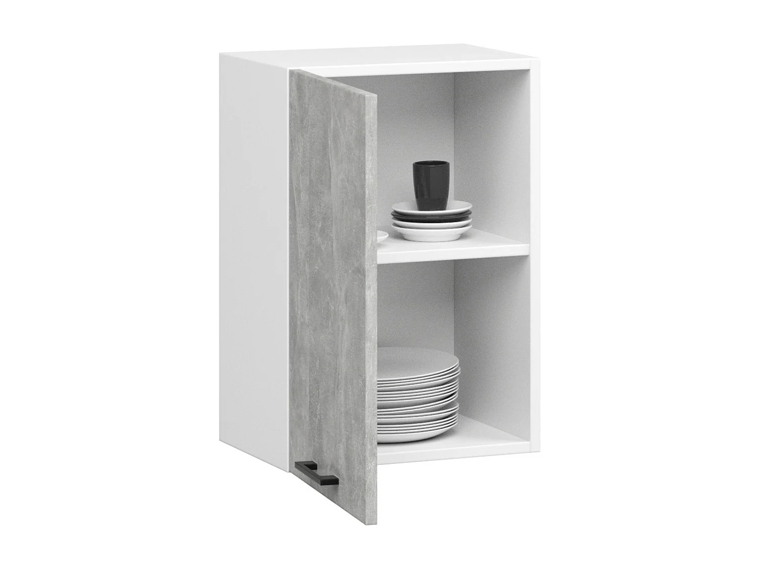 Armoires de cuisine haute AKORD W50 OLIWIA Blanc 50 cm 1 porte façade Béton 2 étagères 50x30x58 cm