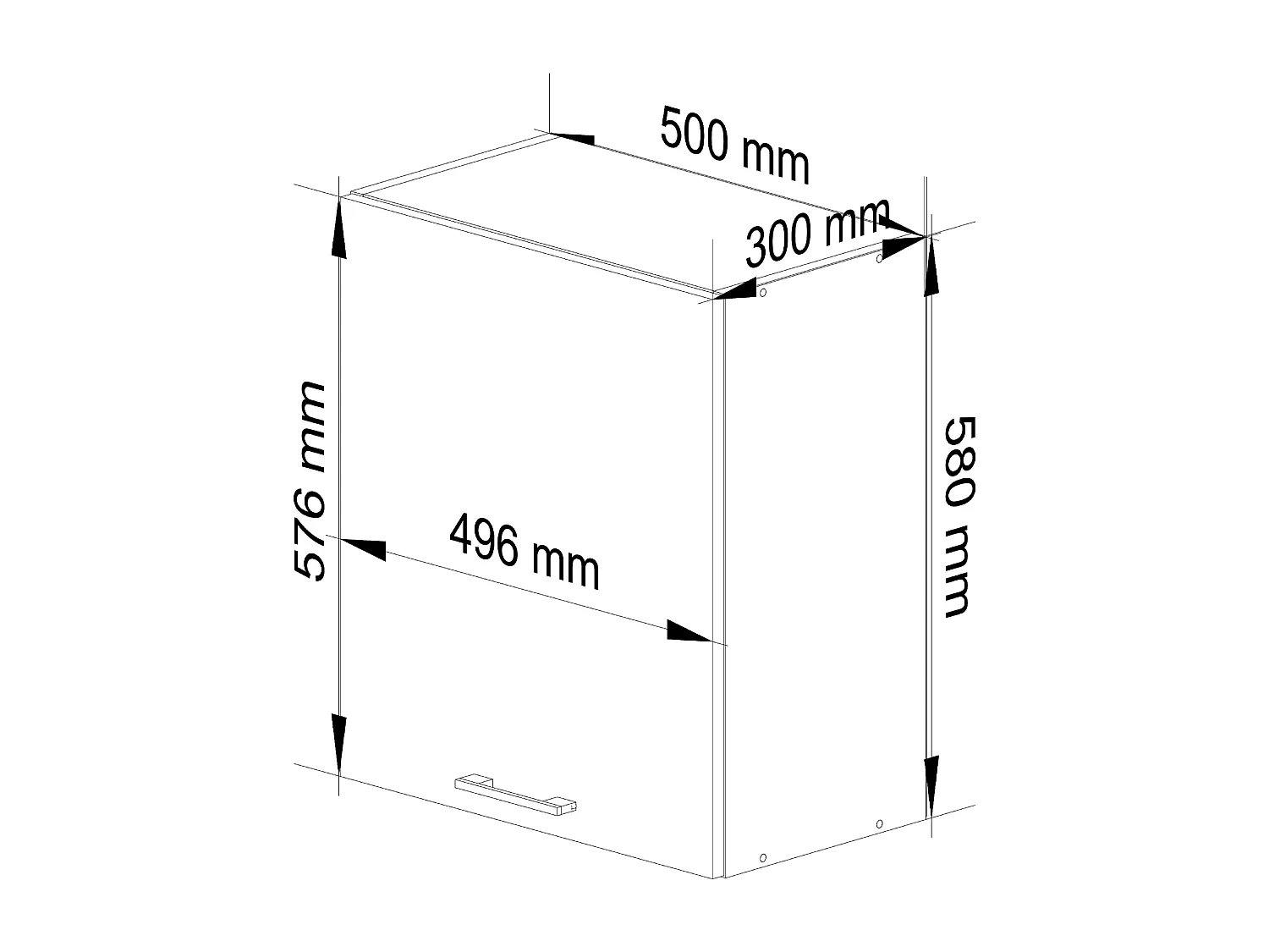 Armoires de cuisine haute AKORD W50 OLIWIA Blanc 50 cm 1 porte façade Béton 2 étagères 50x30x58 cm