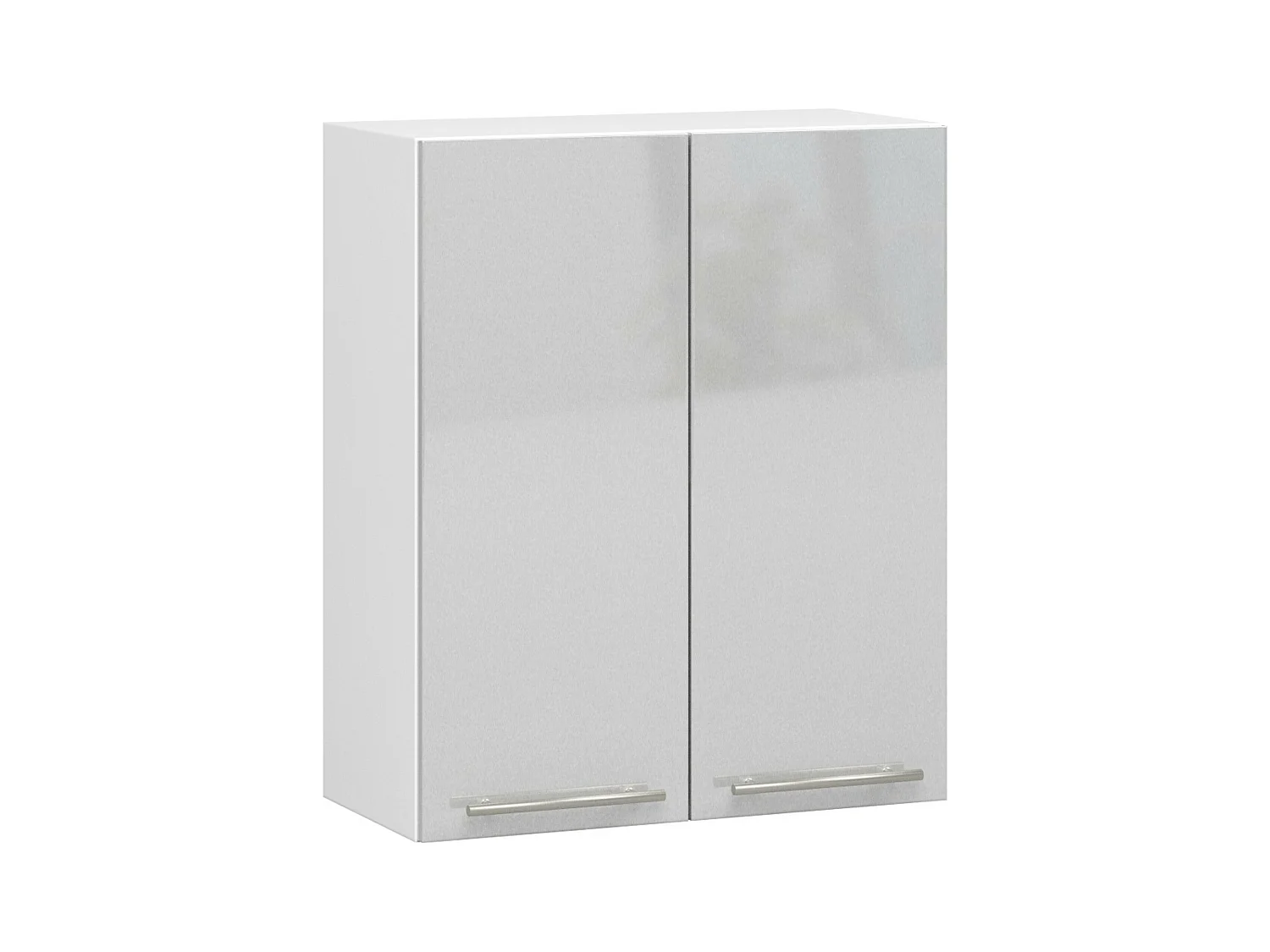 Meuble de cuisine haut AKORD W60 OLIWIA modulable Blanc 60 cm 2 portes façade Métallique Brillant 2 étagères 60x30x72 cm
