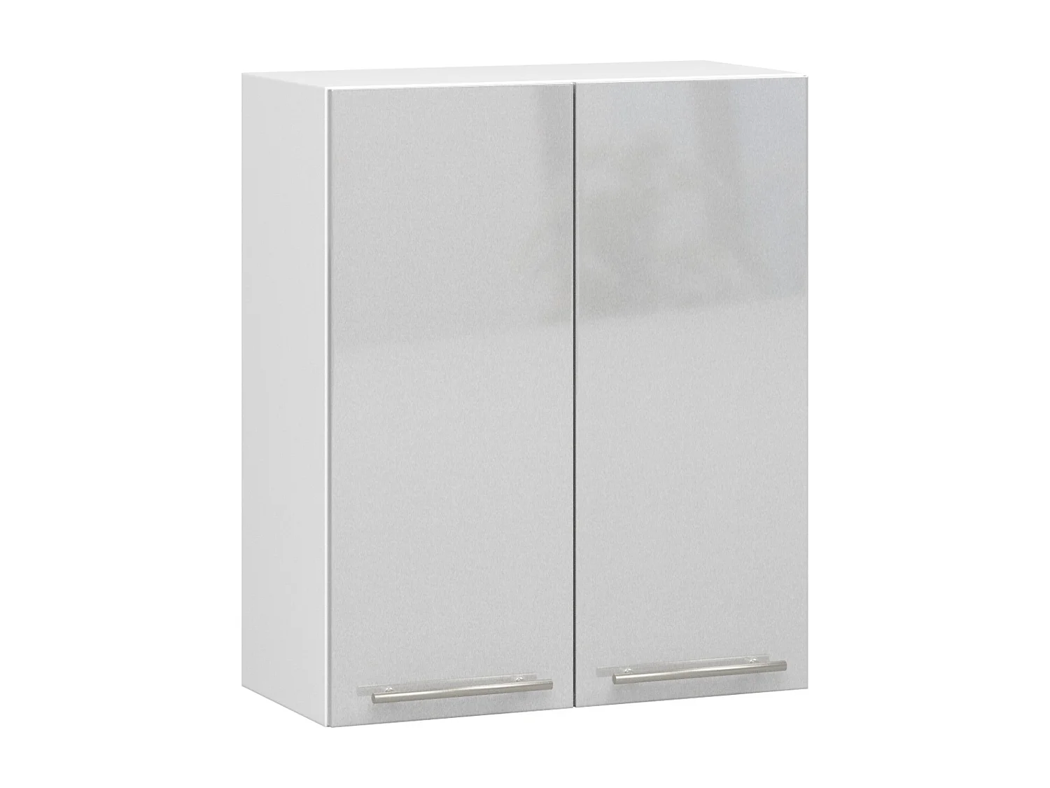 Meuble de cuisine haut AKORD W60 OLIWIA modulable Blanc 60 cm 2 portes façade Métallique Brillant 2 étagères 60x30x72 cm