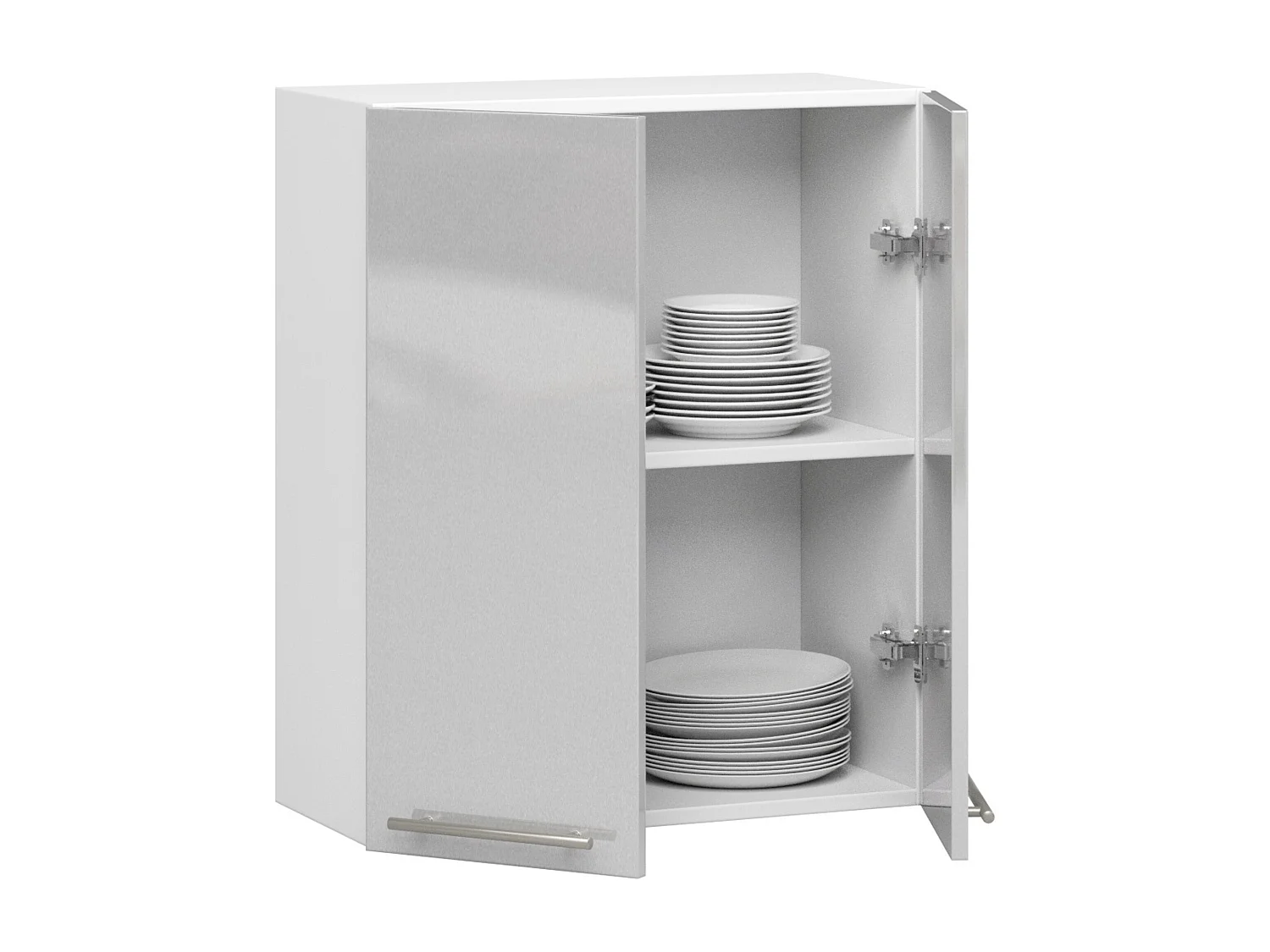 Meuble de cuisine haut AKORD W60 OLIWIA modulable Blanc 60 cm 2 portes façade Métallique Brillant 2 étagères 60x30x72 cm