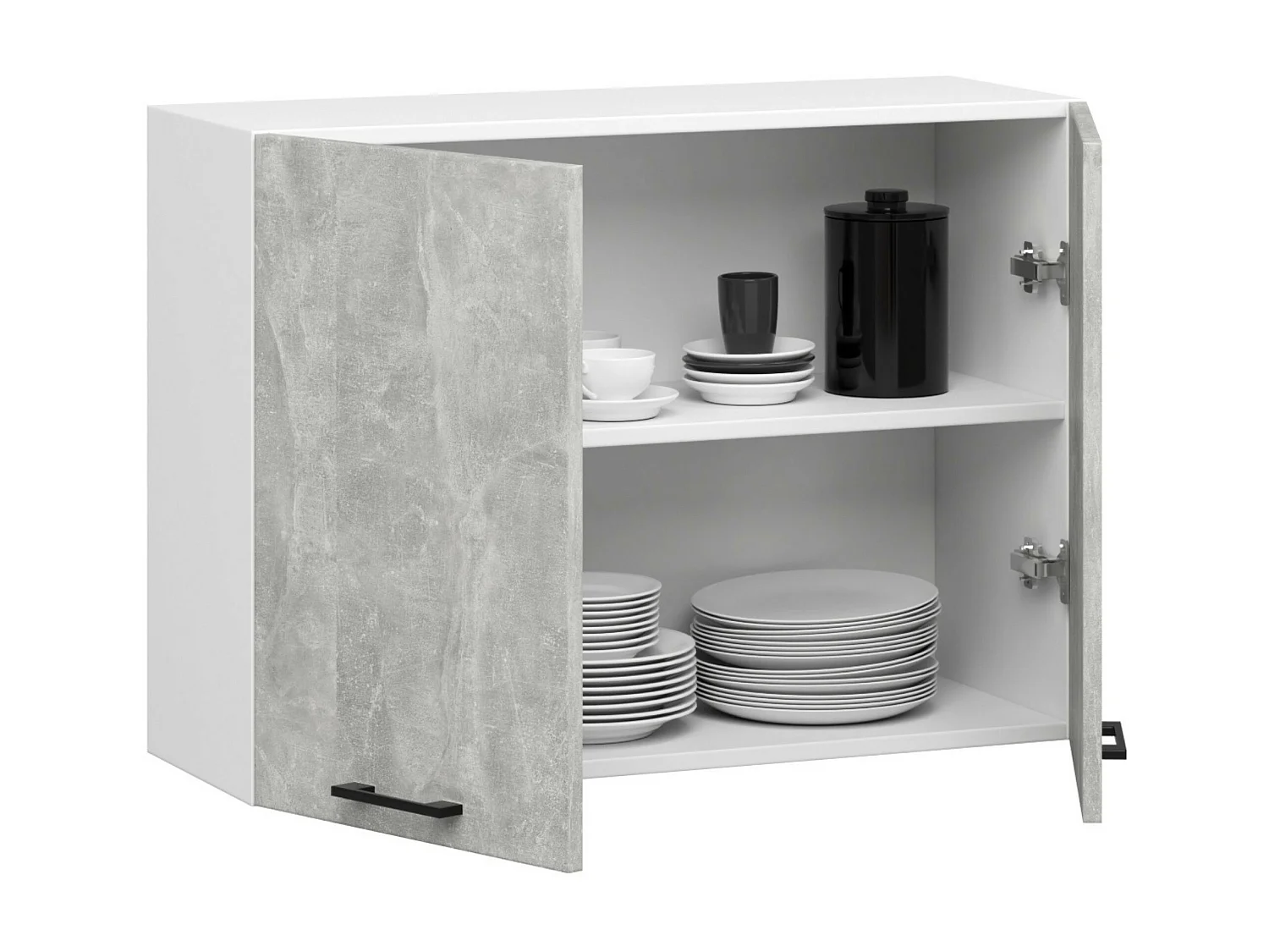 Armoires de cuisine haute AKORD W80 OLIWIA Blanc 80 cm 2 portes façade Béton 2 étagères 80x30x58 cm