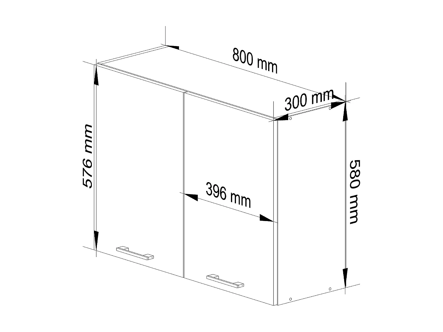 Armoires de cuisine haute AKORD W80 OLIWIA Blanc 80 cm 2 portes façade Béton 2 étagères 80x30x58 cm