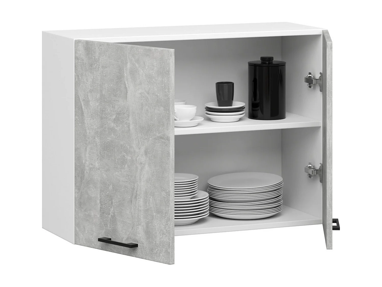 Armoires de cuisine haute AKORD W80 OLIWIA Blanc 80 cm 2 portes façade Béton 2 étagères 80x30x58 cm